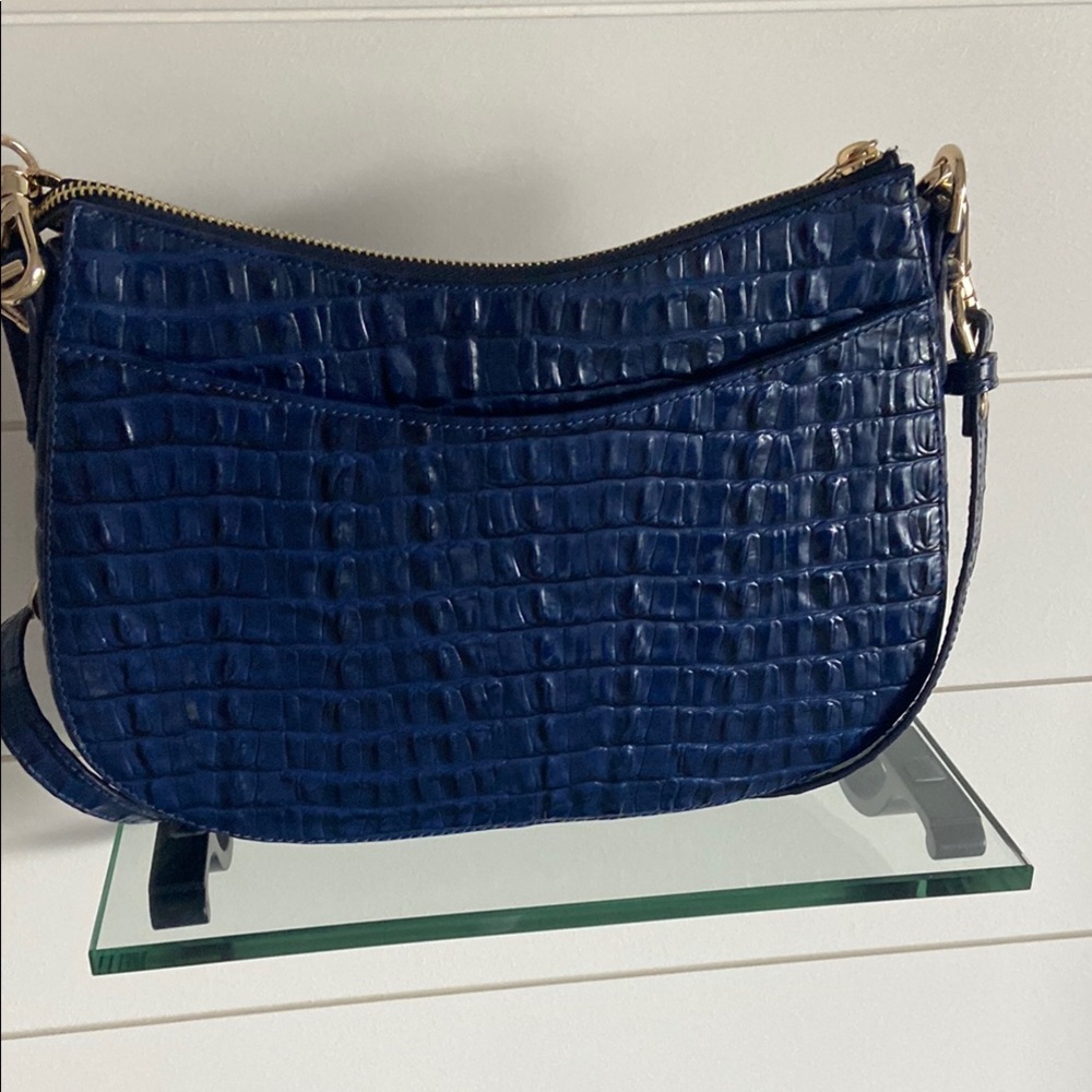 🔥RARE🔥Brahmin Ink Leontyne Mod Shayna Crossbody With Chain Navy Blue - Picture 2 of 9